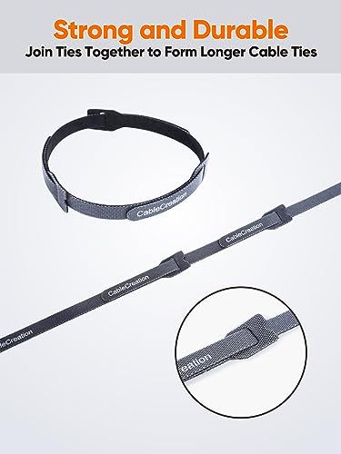 Image of CableCreation 100 Pcs Premium Reusable Cable Ties Adjustable 6 Inch Nylon Cable Ties Cable Management Cable Organizer Reusable Black