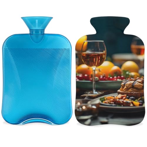 Hot Water Bottle with Soft Cover,2L Cute Pumpkin Hot Water Bag for Hot and Cold Compress, Hand Feet Warmer, Wine Rubber Hot or Cold Water Bottle Halloween Christmas Decorations