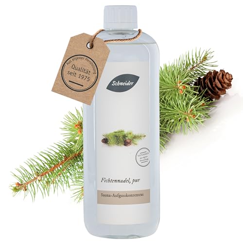 Saunabedarf Schneider Sauna Aufguss Konzentrat - Fichtennadel Pur, wohltuender Saunaaufguss & langanhaltendes Dufterlebnis mit naturreinen, ätherischen Öle, 250ml