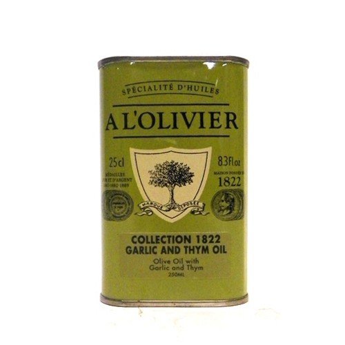 A L'Olivier Extra Virgin Olive Oil Garlic and Thyme Infused Tin - 6 Pack(8.3oz)