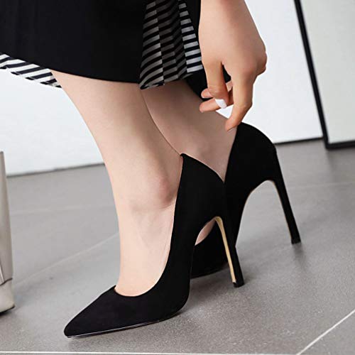 Caradise Womens Faux Suede Pointed Toe Stiletto High Heels Pumps Slip On Office Dress Shoes4