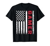 American Flag Funny Gamer Gift Video Games Boys Men Gaming T-Shirt