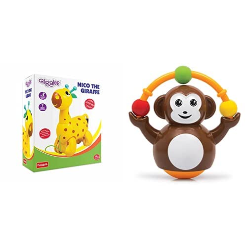Image of Giggles Nico The Giraffe, Yellow & Giggles Push and Crawl Monkey