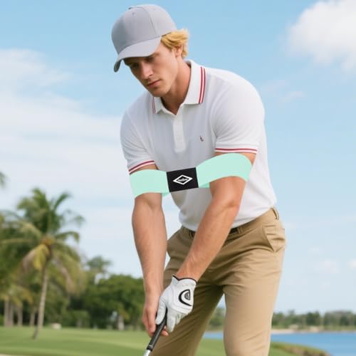 Image of Scott Edward Pro Golf Swing Training Aid, Swing Correcting Arm Band Correct Training Swing Gesture Alignment Practice Tool for Golf Beginners (Green)