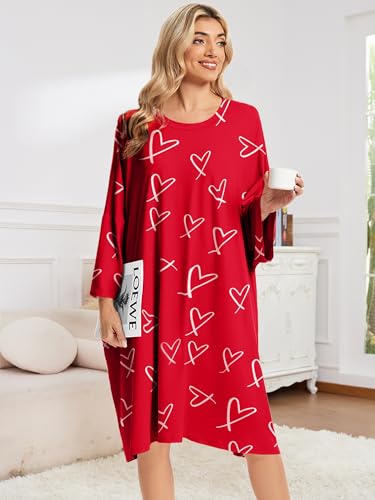 Image of CRIPOM Plus Size Moo Moos for Women Oversized Sleep Shirts for Women Oversized Nightgown with Pocket Fit S-5XL