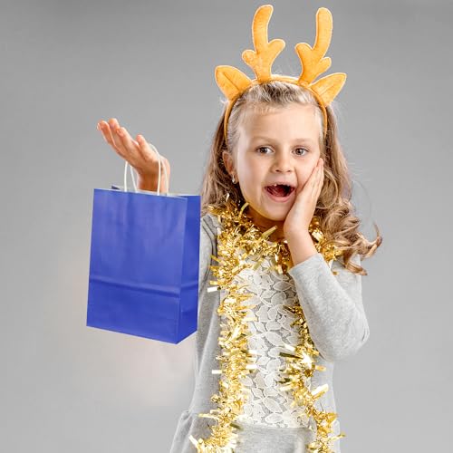 Image of BLEWINDZ 32Pcs Small Paper Gift Bags with Tissues, Royal Blue Party Favor Bags with Handles, 8.7 inch Goodie Bag for Birthday, Shopping, Party Supplies