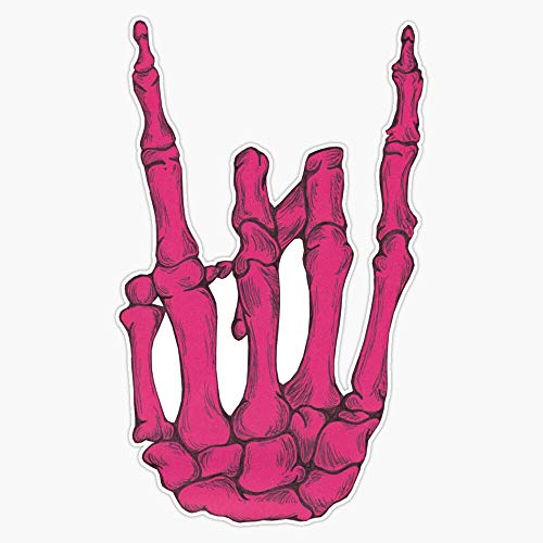 Rock On Skeleton Hand - Pink Vinyl Waterproof Sticker Decal Car Laptop Wall Window Bumper Sticker 5
