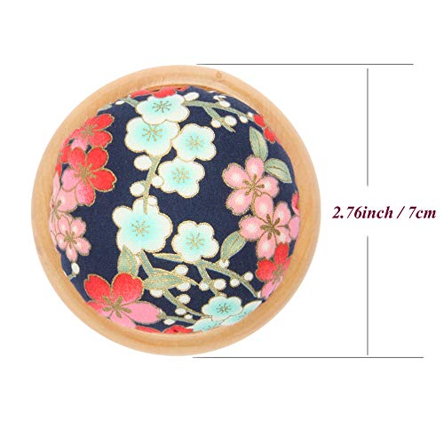 JFFX Pin Cushion Wooden Base Round Needle Pincushions Needles Holder for Sewing (Color #6)
