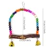 Honbay Wooden Bird Swing Perch Parrot Hanging Toy for Small Sized Birds