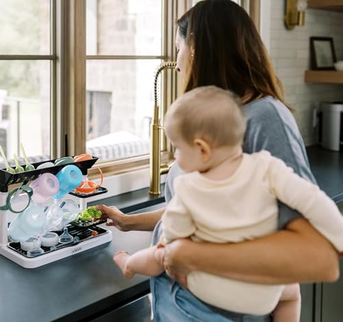Dr. Brown's Drying Tower, Stand-Up Drying Rack with 2-in-1 Dry & Prep Silicone Mat, Silicone Baby Bottle Drying Mat with Removable Pegs for Baby Essentials, Built-in Bottle Prep, BPA-Free - image 8
