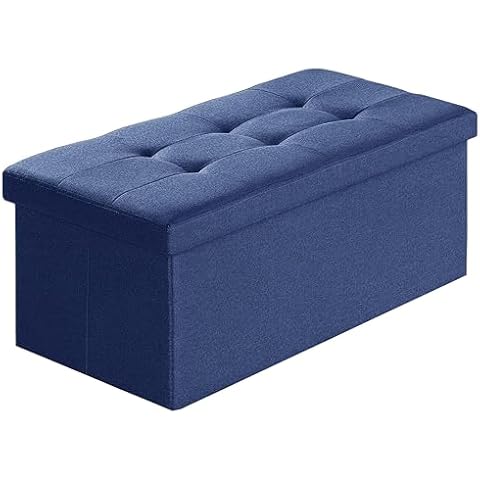 A406 Navy Folding Ottoman Storage Box Cover