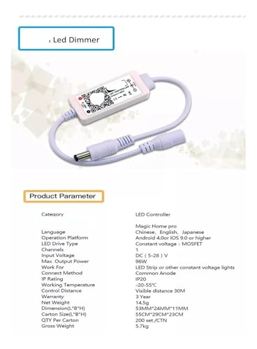 Contrôleur LED 12V 24V à intensité variable pour bande lumineuse