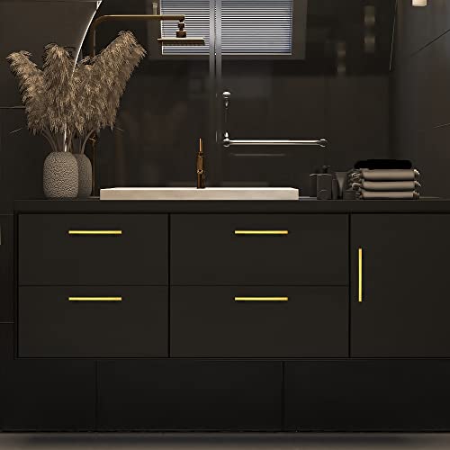 Image of Ravinte 10 Pack 10 inch Square Cabinet Pulls Brushed Brass Stainless Steel Kitchen Cupboard Dresser Handles Cabinet Handles 10 inch Length, 7-1 /2 inch Hole Center