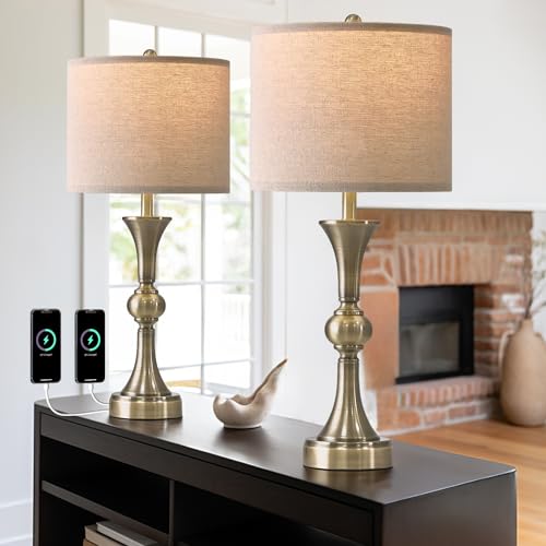 Lámparas de mesa 28" con puertos USB C+A set 2 miniatura 2
