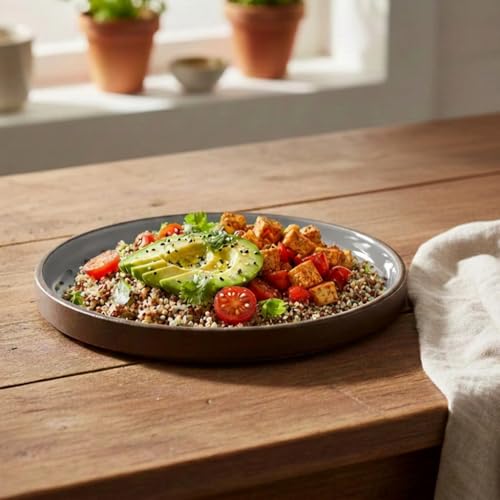 Image of BLACKCARROT Ceramic Dinner Plates Set, 6 Pieces, Dune Series | Glossy Finish | Premium Stoneware | Set of 6 Plates for Dinner (Brown Sand)