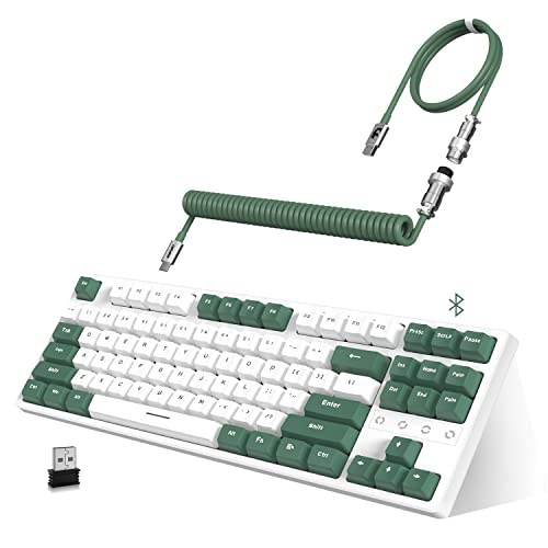 Image of ATTACK SHARK K87 Gaming Keyboard Wireless TKL Mechanical Keyboard,2.4G /BT 5.0 /Wired Coiled Keyboard Cable,Hot Swappable Tactile Switch,Chroma RGB,3000 mAh Rechargeable Battery for Windows Mac