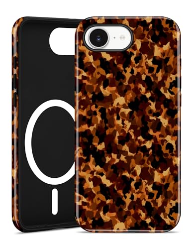 Aitipy Magnetic Little Tortoise Shell Phone Case for iPhone 16e, Compatible with MagSafe, Cute Yellow Aesthetic Leopard Print Soft TPU Hard PC Shockproof Protective Phone Cover for Women Girls