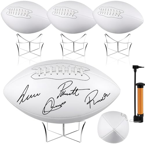 Hiboom All White Autograph Football with Acrylic Ball Stand Size ...