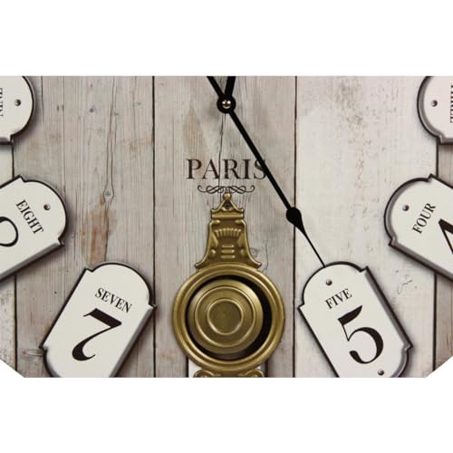 Horloge ancienne balancier 58cm grand hôtel Montmartre bois gris mural - 5