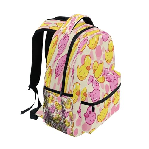 Yellow Pink Ducks Backpack - Waterproof Travel Daypack, Lightweight Durable Laptop Backpacks for Outdoor#8812