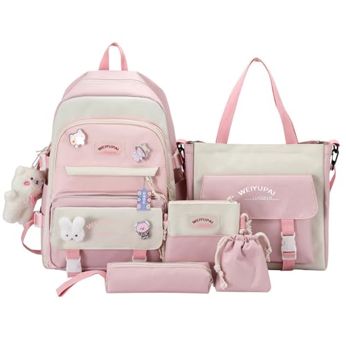 Mochila estética con colgantes Kawaii ideal para el instituto y diario