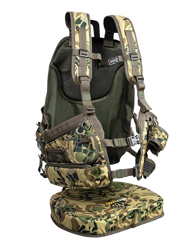 WOLFHUNT Prym1 Camo Turkey Vest, W/Removable Seat Built-in Magnetic Chip, M L XL XXL Turkey Hunting Vest for All Waist, with Multi-function Pocket