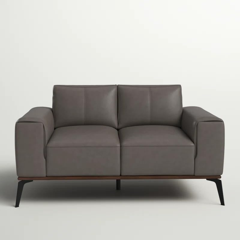 Image of LEGACY OF COMFORT Conley 58'' Leather Loveseat 2 Seater Sofa Two Seater Lounger for Living Room Offices Hotels (Grey, Two Seater)