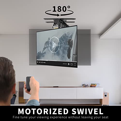 Image of VIVO Electric Flip Down Swiveling Ceiling TV Mount for 32 to 70 inch Screens, Large Motorized Flat Ceiling VESA Mount, App and Voice Control, Black, MOUNT-E-FD70S