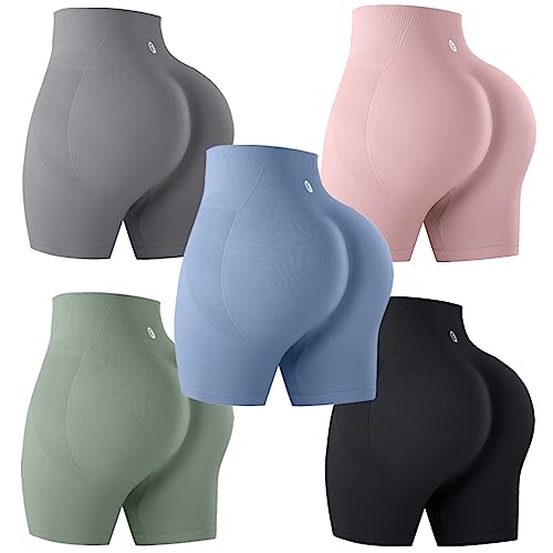 Evercute Women's Butt Lifting Shorts Pack Workout Sets Booty Shorts High Waist Gym Shorts Seamless Exercise Fitness Yoga
