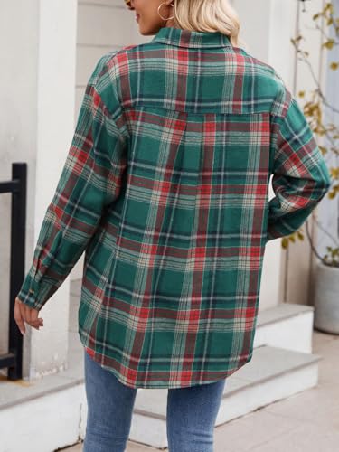 Womens Button Down Flannel Shirts Long Sleeve Plaid Shackets Business Casual Blouse Fall Tops 20254
