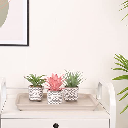 Artificial Plants In Pot, Set Of 3 Faux Succulents Plants In Ceramic Pots With Bohemian Style, Fake Potted Plants With Pots For Indoor Home Office Desk Plants Boho Farmhouse Style Decoration, 3 Packs #TOP6