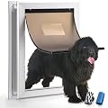 Dog Door Aluminum Pet Door with Extra-Large Flap, Doggie Door Designed with Automatic Closing Magnetic Flap, Telescoping Tunnel & Lockable Sliding Panel for Extreme Weather,Medium