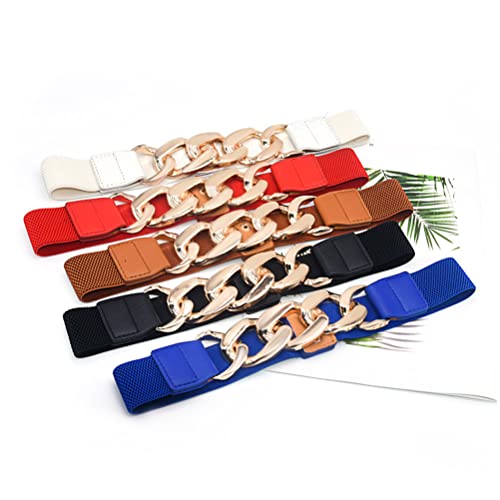 Women Elastic Stretchy Skinny Waist Belts for Dresses Thick Chain Belts Punk Thin Waistband4