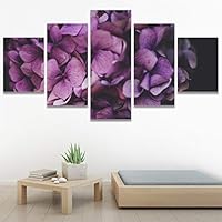 SIGNWIN 5 Panel Canvas Wall Art Purple Petal for Home Decorations Ready to Hang - 60