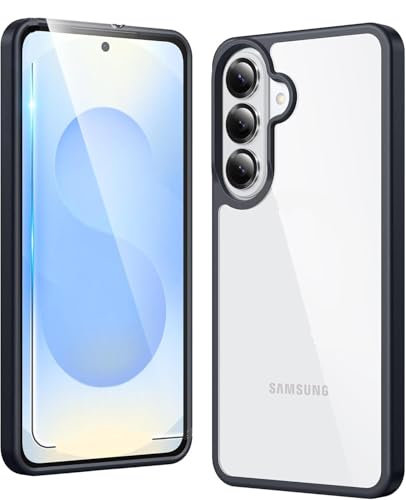 Image of ClearBlack Transparent Back Cover for Samsung Galaxy S26, Anti-Yellow Clear Polycarbonate Hard Back with Black TPU Bumper, Shockproof Hybrid Case, Anti-Scratch 360 Protection Mobile Cover