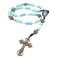 Terço Nossa Senhora de Fátima Contas ABS 8mm Azul/Verde/Branco