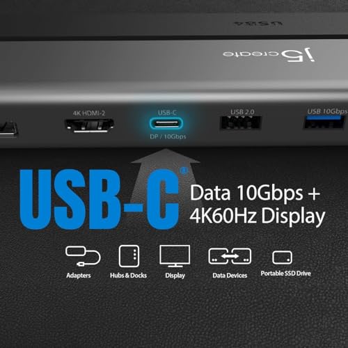 Docking Station USB4 j5create JCD554-N Hub de Puertos Gris para Laptop 5