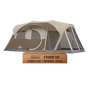 Coleman 6-Person WeatherMaster Camping Tent with Screened Porch, Weatherproof Tent with Screen Room, Rainfly & Carry Bag Included, Made Without PFAS Chemicals