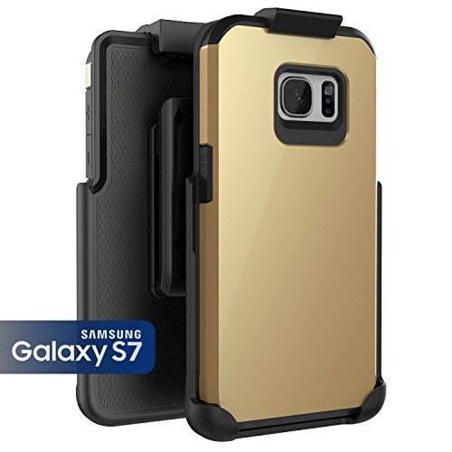 Samsung Galaxy S7, Encased ToughSHIELD Slim Hybrid Case & Belt Clip Holster (Royal Gold)
