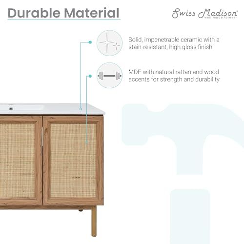 Image of Swiss Madison Classe 48 inch Bathroom Vanity in Oak Bath Sink Cabinet Sink Included