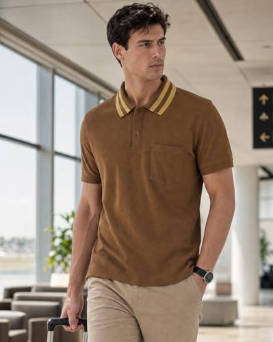 Image of Nobero Striped Collar Regular Fit Polo T Shirt for Men | Polo t-Shirts for Men | Regular Fit | Striped Collar | Premium Fabric | Casual & Smart Casual