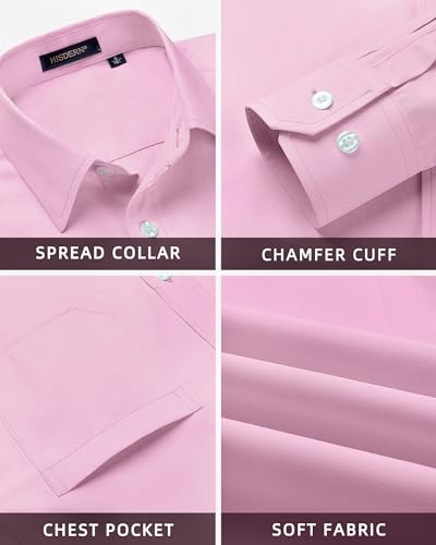 Image of HISDERN Mens Dress Shirt with Tie Pocket Square Set Classic Button Down Shirt Matching Tie Long Sleeve Shirts