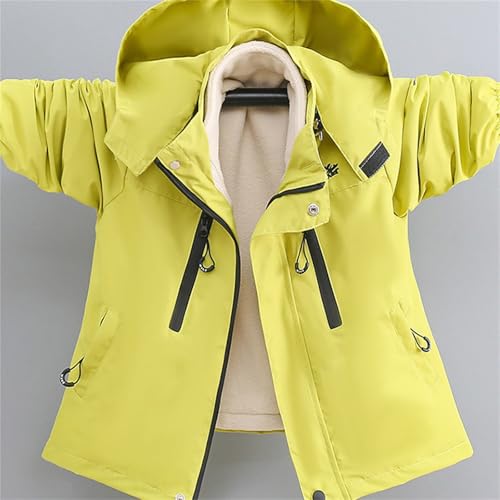 Toddler Girls Hooded Raincoat 2 In 1 Detachable Liner Windproof Zip Raincoat Thick Warm Fleece Coat with Pocket3
