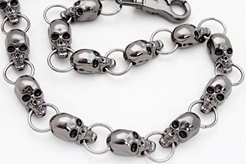 Trendy Fashion Jewelry TFJ Men Pewter Gunmetal Silver Black Skeleton Skull Gothic Biker Wallet Chain4
