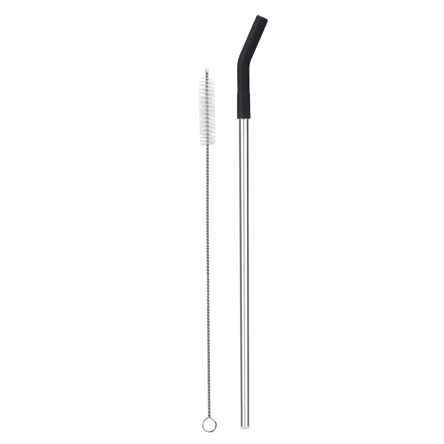 House of Quirk Reusable Straw Set (3 Pcs) | 1 Stainless Steel Straw, 1 Silicone Tip & 1 Cleaning Brush | Straws for Tumblers & Travel Mugs (Black)-image-6