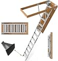 10 Foot Aluminum Attic Ladder Pull Down System for 54" W x 22.5" H Opening, Attic Access Ladder Drop Down Hidden Stairs, 350-Pound Load Steps for 7'8"-10'3" Ceiling Heights (Metallic Grey)