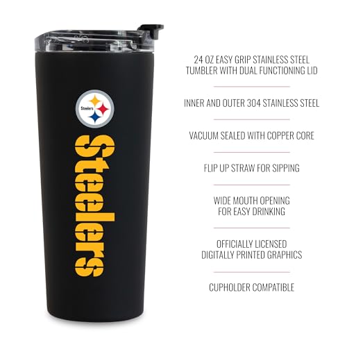 Image of Rico Industries NFL Football 24oz Stainless Steel Tumbler with Lid and Dual Functioning Lid