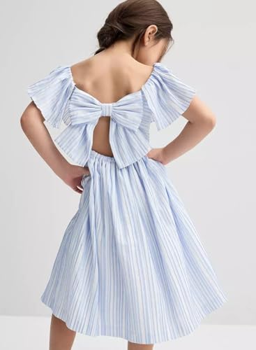 Bonnie Jean Girls Size 4-16 Stripe Jacquard Bow Back Party Dress4