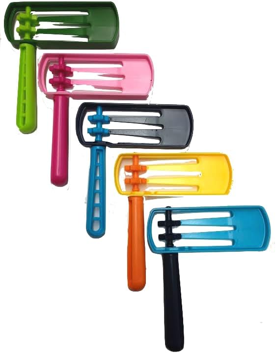 Plastic Purim Gragger Noise Maker for Kids Small Size 4.5" x 4" Assorted Colored Graggers 10 Pack