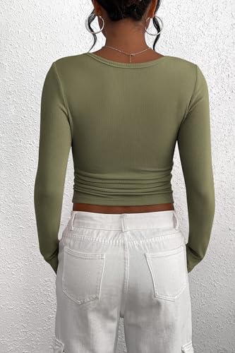 Image of PRETTYGARDEN Women's Fall Long Sleeve Henley T Shirts